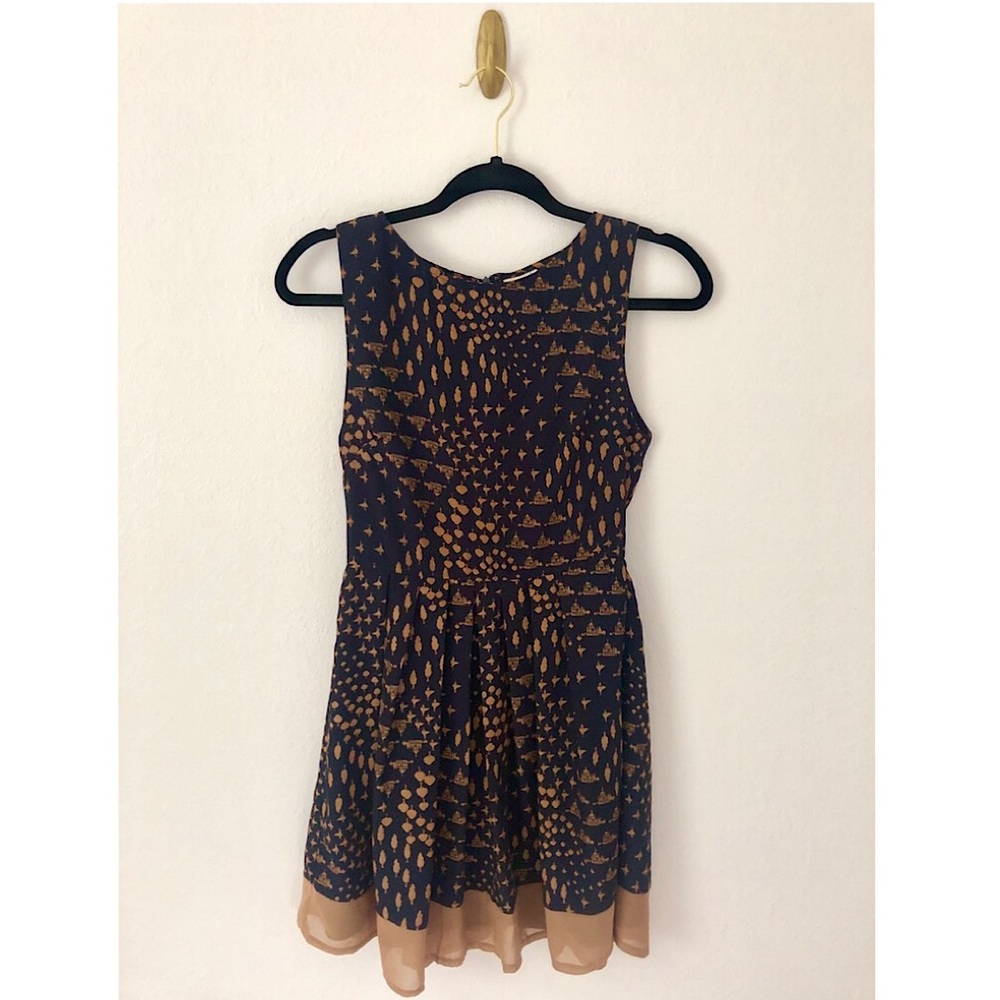 Emmelee Navy Printed Fit and Flare Dress